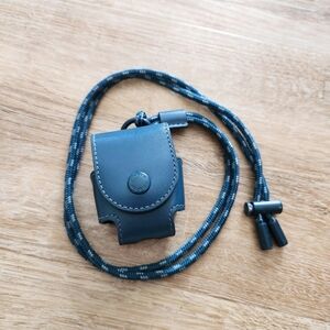 Coach Reef Blue Leather Lanyard Wireless Earbud Case